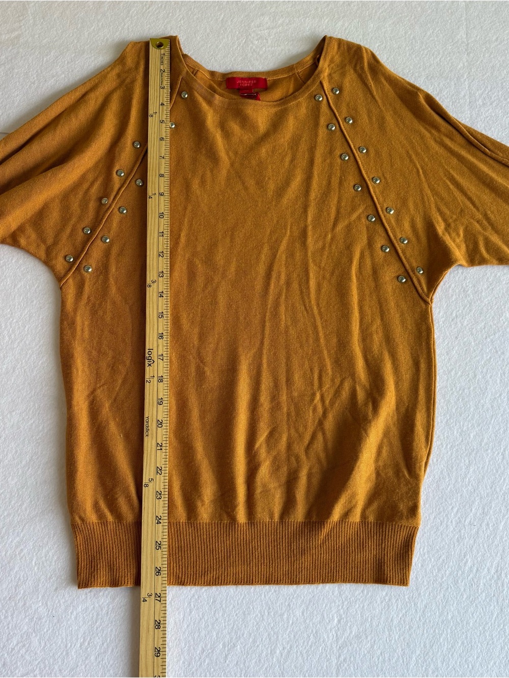 Jennifer Lopez Women’s Warm Ginger Knit Top with Silver Studs Size Small NWT - Picture 10 of 13